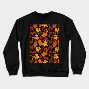 Autumn Pattern No 01 - Black - Warm Fall Leaves Pattern Motifs Crewneck Sweatshirt